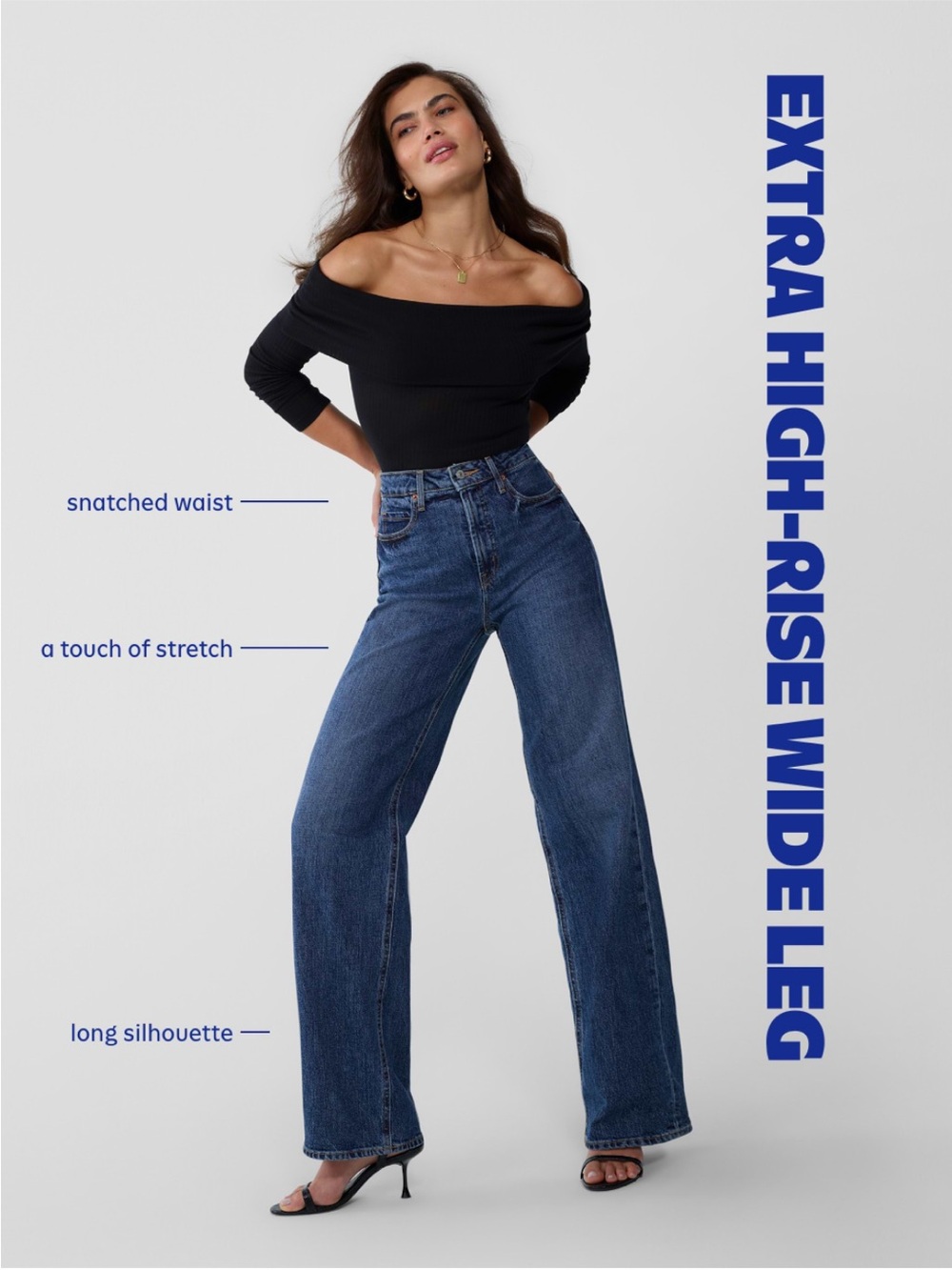 Old Nash Extra High-Rise Wide Leg Jeans - Dark Blue